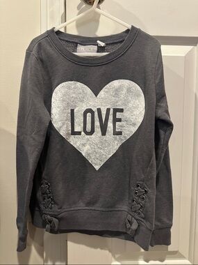 Place Charcoal Sweatshirt with White Heart LOVE Graphic